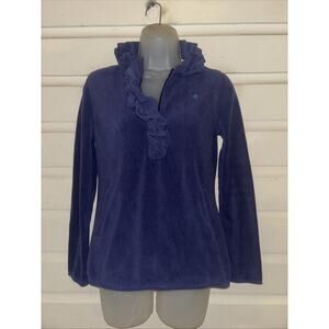 Lilly Pulitzer Fleece Ruffle 1/4 Zip Long Sleeve Pullover Top Size XS
